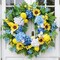 24-Inch Spring Wreath for Front Door – Artificial Sunflowers, Lemons & Blue Hydrangeas, Luxury Colorful Floral Wreath for Indoor & Outdoor Farmhouse Home Decor